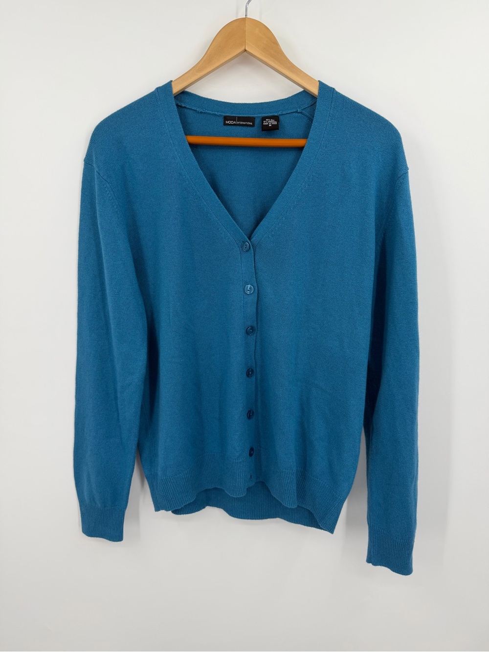 Moda International Teal Silk Cashmere Cardigan M